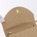 CHANEL Matelasse Chain Shoulder Bag Lamb Skin Beige Gold Tone CC Auth 194094A-19
