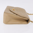 CHANEL Matelasse Chain Shoulder Bag Lamb Skin Beige Gold Tone CC Auth 194094A-3