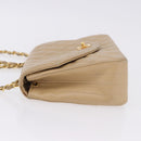 CHANEL Matelasse Chain Shoulder Bag Lamb Skin Beige Gold Tone CC Auth 194094A-5