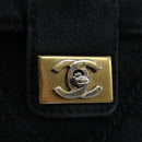 CHANEL Wild Stitch Matelasse Shoulder Bag Suede Black Gold Tone CC Auth 194096V-15