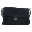 CHANEL Wild Stitch Matelasse Shoulder Bag Suede Black Gold Tone CC Auth 194096V-2