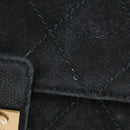 CHANEL Wild Stitch Matelasse Shoulder Bag Suede Black Gold Tone CC Auth 194096V-3