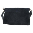 CHANEL Wild Stitch Matelasse Shoulder Bag Suede Black Gold Tone CC Auth 194096V-4