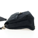 CHANEL Wild Stitch Matelasse Shoulder Bag Suede Black Gold Tone CC Auth 194096V-5