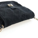 CHANEL Wild Stitch Matelasse Shoulder Bag Suede Black Gold Tone CC Auth 194096V-7