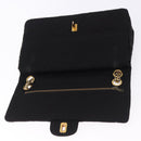 CHANEL Matelasse Double Flap Chain Shoulder Bag Cotton Black Gold Tone CC Auth 194097-15