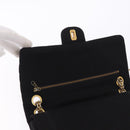 CHANEL Matelasse Double Flap Chain Shoulder Bag Cotton Black Gold Tone CC Auth 194097-16