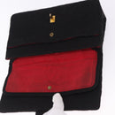 CHANEL Matelasse Double Flap Chain Shoulder Bag Cotton Black Gold Tone CC Auth 194097-18