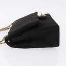CHANEL Matelasse Double Flap Chain Shoulder Bag Cotton Black Gold Tone CC Auth 194097-5