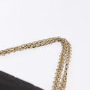 CHANEL Matelasse Double Flap Chain Shoulder Bag Cotton Black Gold Tone CC Auth 194097-8