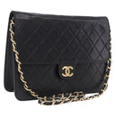 CHANEL Matelasse 23 Chain Shoulder Bag Lamb Skin Black Gold Tone CC Auth 194101V-1