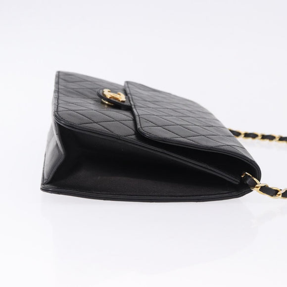 CHANEL Matelasse 23 Chain Shoulder Bag Lamb Skin Black Gold Tone CC Auth 194101V