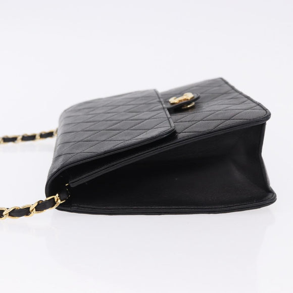 CHANEL Matelasse 23 Chain Shoulder Bag Lamb Skin Black Gold Tone CC Auth 194101V
