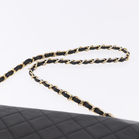 CHANEL Matelasse 23 Chain Shoulder Bag Lamb Skin Black Gold Tone CC Auth 194101V