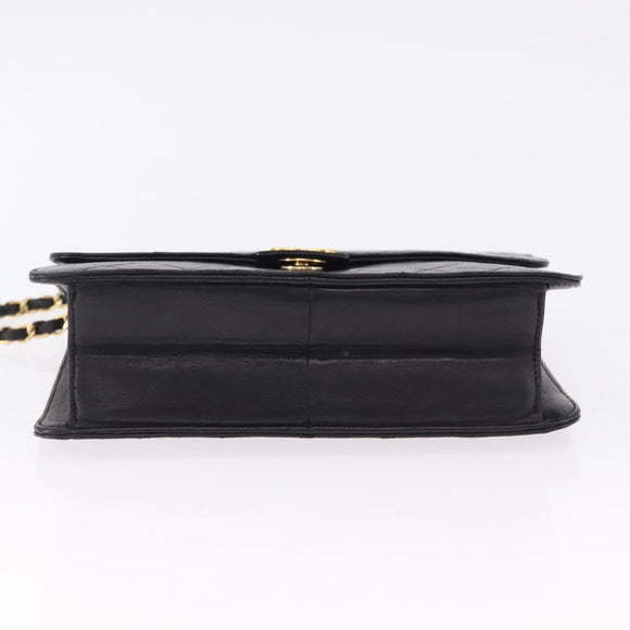 CHANEL Matelasse 23 Chain Shoulder Bag Lamb Skin Black Gold Tone CC Auth 194101V