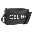CELINE Triomphe Shoulder Bag PVC Leather Black Gold Tone Auth 194102M-1