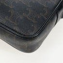 CELINE Triomphe Shoulder Bag PVC Leather Black Gold Tone Auth 194102M-14