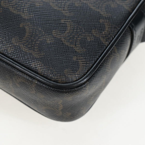 CELINE Triomphe Shoulder Bag PVC Leather Black Gold Tone Auth 194102M