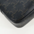 CELINE Triomphe Shoulder Bag PVC Leather Black Gold Tone Auth 194102M-15