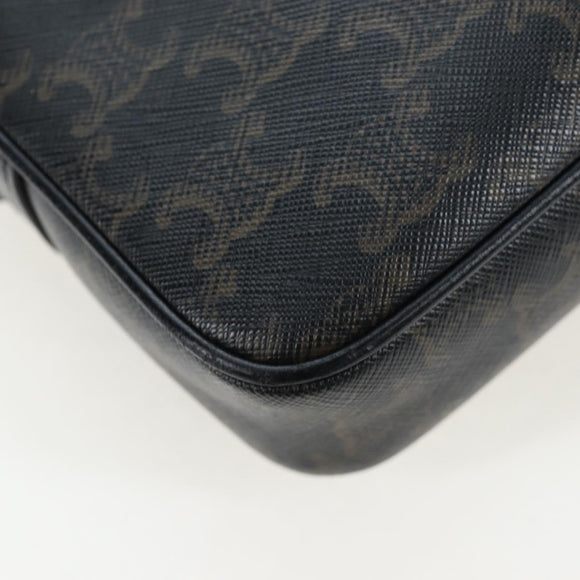 CELINE Triomphe Shoulder Bag PVC Leather Black Gold Tone Auth 194102M