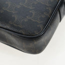 CELINE Triomphe Shoulder Bag PVC Leather Black Gold Tone Auth 194102M-16