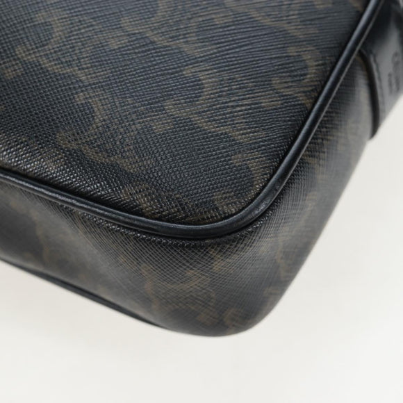 CELINE Triomphe Shoulder Bag PVC Leather Black Gold Tone Auth 194102M