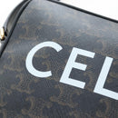 CELINE Triomphe Shoulder Bag PVC Leather Black Gold Tone Auth 194102M-17