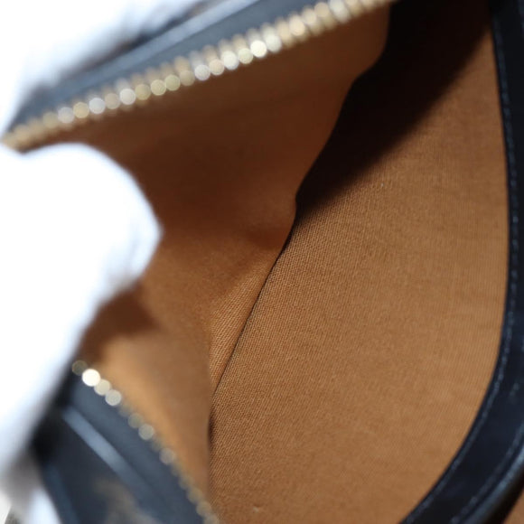CELINE Triomphe Shoulder Bag PVC Leather Black Gold Tone Auth 194102M
