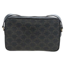 CELINE Triomphe Shoulder Bag PVC Leather Black Gold Tone Auth 194102M-2