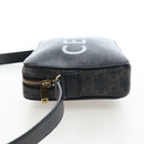 CELINE Triomphe Shoulder Bag PVC Leather Black Gold Tone Auth 194102M-3