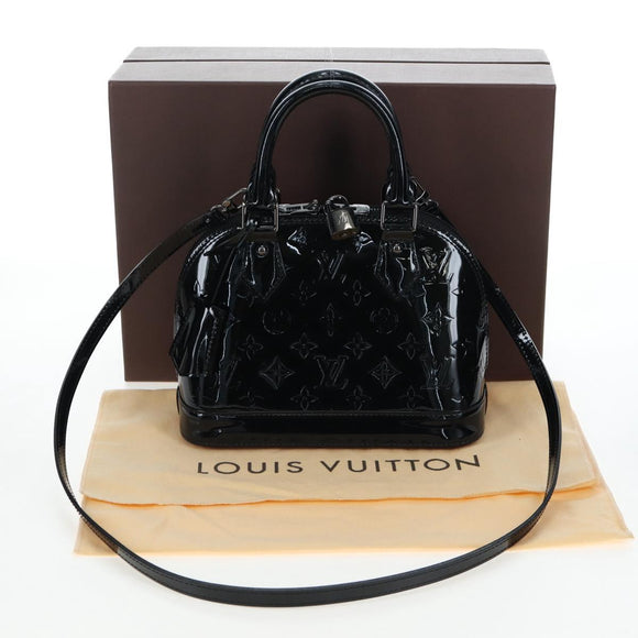LOUIS VUITTON Monogram Vernis Alma BB Hand Bag Noir Manetic M90063 Auth 194104SM