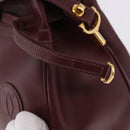 CARTIER Must Line Shoulder Bag Leather Bordeaux Gold Auth 194109A-14