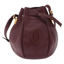 CARTIER Must Line Shoulder Bag Leather Bordeaux Gold Auth 194109A-2