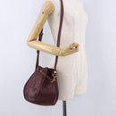 CARTIER Must Line Shoulder Bag Leather Bordeaux Gold Auth 194109A-20