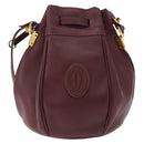 CARTIER Must Line Shoulder Bag Leather Bordeaux Gold Auth 194109A-3
