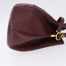 CARTIER Must Line Shoulder Bag Leather Bordeaux Gold Auth 194109A-4