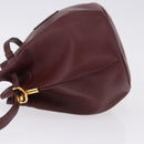 CARTIER Must Line Shoulder Bag Leather Bordeaux Gold Auth 194109A-5
