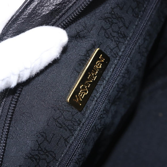 SAINT LAURENT Hand Bag Leather Black Auth 194110