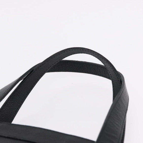 SAINT LAURENT Hand Bag Leather Black Auth 194110