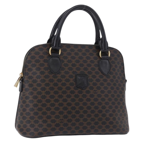 CELINE Macadam Canvas Hand Bag PVC Leather Black Gold Auth 194111V
