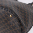 CELINE Macadam Canvas Hand Bag PVC Leather Black Gold Auth 194111V-11