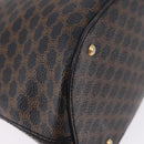 CELINE Macadam Canvas Hand Bag PVC Leather Black Gold Auth 194111V-12