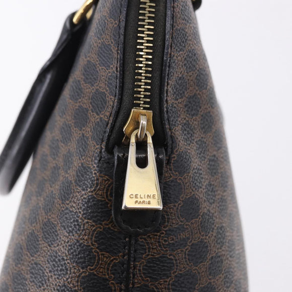 CELINE Macadam Canvas Hand Bag PVC Leather Black Gold Auth 194111V