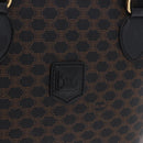 CELINE Macadam Canvas Hand Bag PVC Leather Black Gold Auth 194111V-15