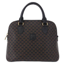 CELINE Macadam Canvas Hand Bag PVC Leather Black Gold Auth 194111V-2