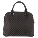 CELINE Macadam Canvas Hand Bag PVC Leather Black Gold Auth 194111V-3