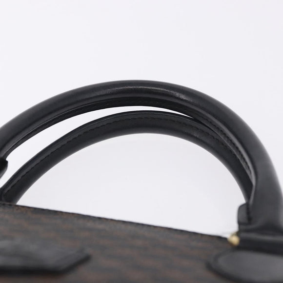 CELINE Macadam Canvas Hand Bag PVC Leather Black Gold Auth 194111V