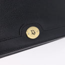 Christian Dior Chain Shoulder Bag Leather Black Gold Auth 194112A-17