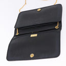 Christian Dior Chain Shoulder Bag Leather Black Gold Auth 194112A-10