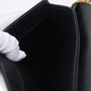 Christian Dior Chain Shoulder Bag Leather Black Gold Auth 194112A-20